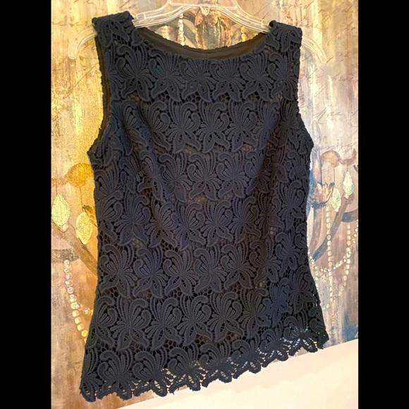 Talbots Tops - EUC Beautiful Talbots Crochet Lace Navy Top